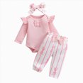 thumbnail image 1 of Splozh Baby Girl Holiday Outfits, Girls Spring Cute Casual Solid Color Bow Dress Pants Headband Set,Pink,3-6 Months, 1 of 9