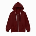 thumbnail image 1 of Splozh Baby Girl Hoodie 3-11 Years Sweatshirt Solid Color Zip Jackets Long Sleeve Hoodie Boys Girls Kids Coat Jacket,Wine,7-8 Years, 1 of 5