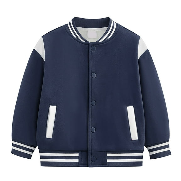 Splozh Baby Girl Jacket Kids Comfortable Baseball Jackets Boys Girls Jacket Lightweight Plain Button Casual Coat Dark Blue,11-12 Years