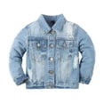 thumbnail image 1 of Splozh Baby Girl Jean Jacket Girls 2025 Fashionable Piercing Denim Coat Trendy Versatile Coat Light Blue,9-10 Years, 1 of 5