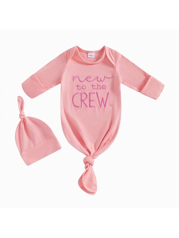 Baby Girl Jumpsuit 0 1 3 Months Newborn Baby Knotted Sleeping Bag Fetal Hat Set Baby Comfortable Breathable Pajamas,Pink,0-3 Months