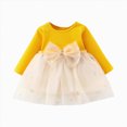 thumbnail image 1 of Splozh Baby Girl Long Sleeve Fall Winter Dress Soft Cute Princess Holiday Party Dress Toddler Photoshoot Dress Toddler Twirl Dress Girls Fall Outfit,Yellow,0-6 Months, 1 of 5