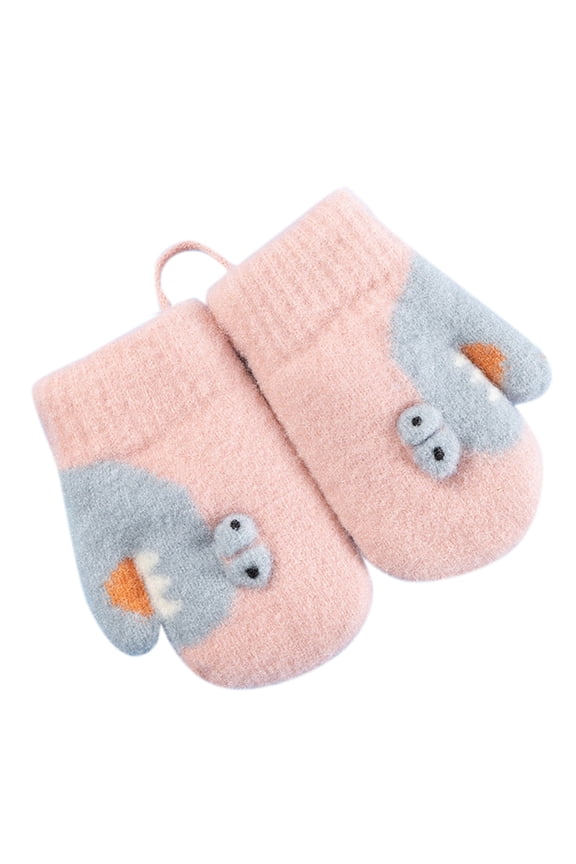Baby Girl Mittens Fleece Toddler Kids Children's Knit Cartoon Winter Warm Girls Boys Baby Gloves Mittens Pink