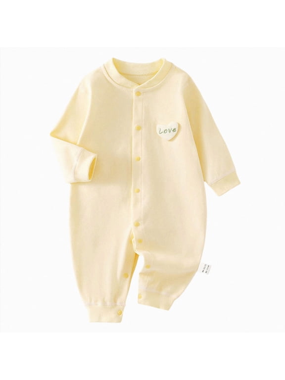 Baby Girl Newborn Clothes Newborn Baby Boy Fall Outfit Romper Long Sleeve Jumpsuit Bodysuit Cute Infant Clothes,Yellow,0-3 Months