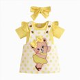 thumbnail image 1 of Splozh Baby Girl Outfit 3 6 9 12 18 Months Baby Girl Clothes Suspender Skirt Newborn Ruffled Romper Dress Headband Outfits,Yellow,3-6 Months, 1 of 5
