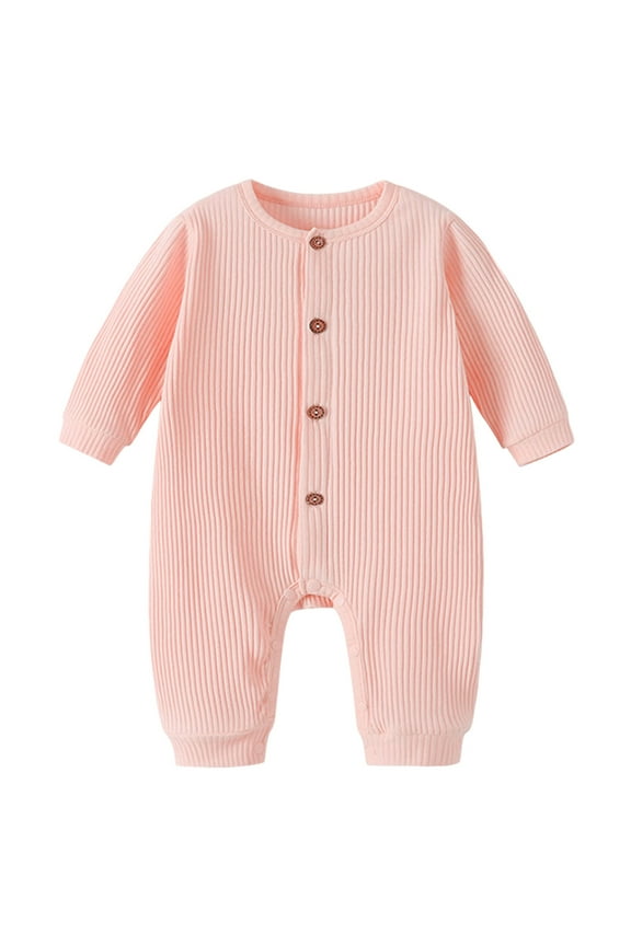 Baby Girl Outfit Ribbed Knit Spring Summer Cotton Home Wear Crawling Clothes Baby Clothing Hospital Outfit Pink,3-6 Months