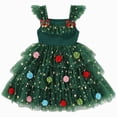 thumbnail image 1 of Splozh Baby Girl Party Dress Fashion Baby Girl Christmas Dress Toddler Sleeveless Dresses Cake Party Outfit Christmas Clothes,Dark Green,3-4 Years, 1 of 7