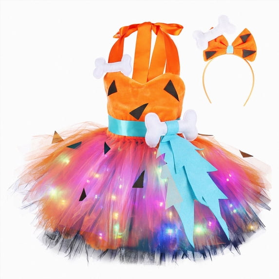Splozh Baby Girl Party Dress Fashion Kids Girls Halloween Cute Tutu Dress Headband Costume Set 2 Piece,Orange,1-2 Years