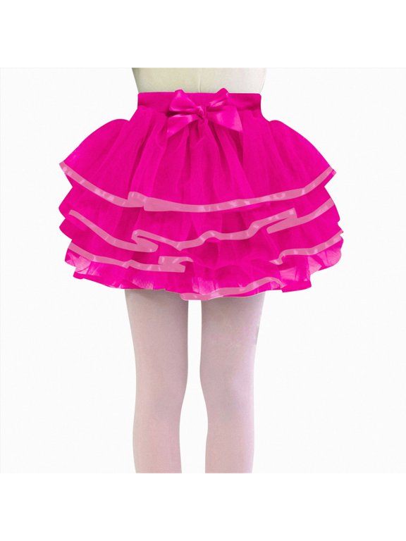 Baby Girl Photoshoot Outfits Toddler Girls Kids 3 Layers Tutu Skirt Sparkling Tulle Dance Skirts Dress up Birthday Party,Hot Pink,12-24 Months