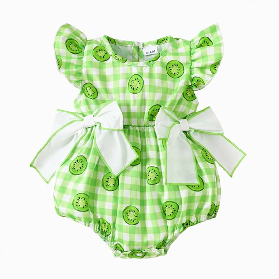 Splozh Baby Girl Rompers 3 6 12 18 24 Months Cute Summer Ruffled Jumpsuit Style Baby Girl Newborn Clothes Toddler Girl Romper Soft Daily Wear,Light Green,3-6 Months