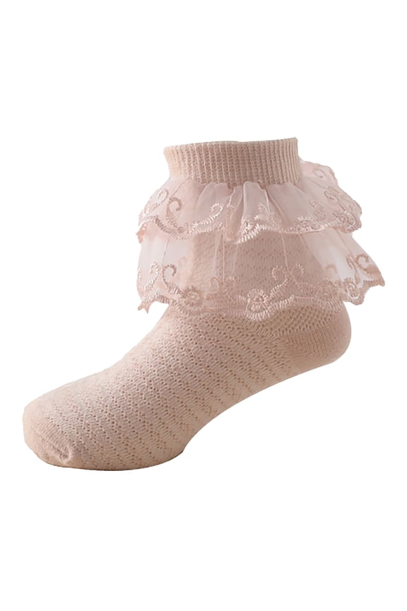 Baby Girl Ruffle Socks Toddler Socks Floor Socks Lace Socks with Ripple and Ruffle Socks for Toddler Girls Blue,4-6 Years