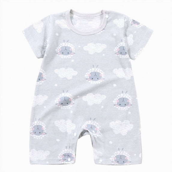 Splozh Baby Girl Summer Clothes 6 12 18 24 Months Cute Cartoon Sleep and Play Romper, Girl Home Casual Outfit,Light Gray,6-12 Months