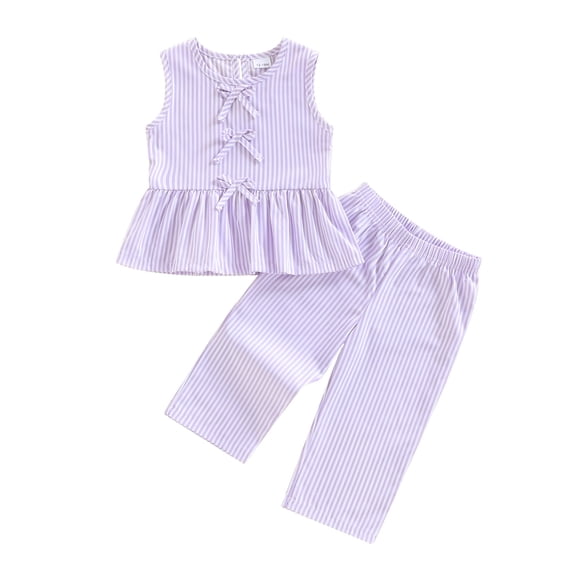 Splozh Baby Girl Summer Clothes Cute Toddler Girls Sleeveless Top Shorts Suit Comfortable Soft Solid Color Two Piece Set Purple,12-18 Months