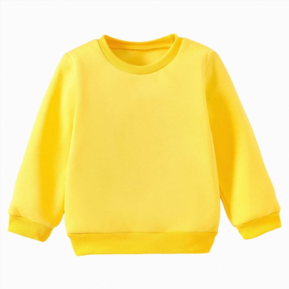 Splozh Baby Girl Sweatshirt Boys and Girls Solid Color Casual Warm Sweatshirts for Child Long Sleeve Pullover,Yellow,7-8 Years