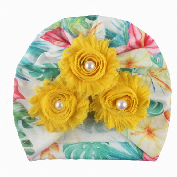 Splozh Baby Girl Turban Bow Headband Cute Hat Toddler Baby Boy Girl Floral Print Hat Headband Headwear Accessories,Yellow,One Size