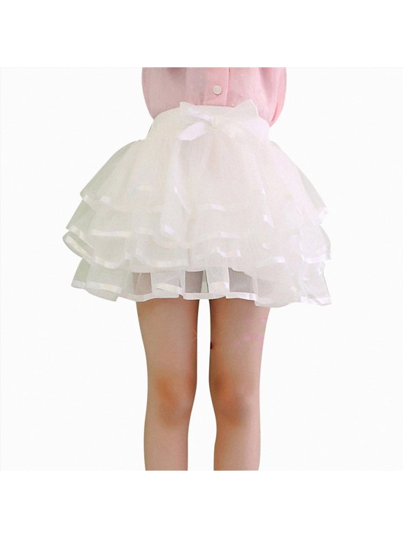 Baby Girl Tutu Girls Tutu Skirt 4 Layer Fluffy Dance Ballet Tulle Skirts for Toddler Little Kids Dance Party,White,3-4 Years