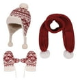 thumbnail image 1 of Splozh Baby Boy Winter Hat Toddler Warm Winter Hat Gloves Scarf Set Girls Boys Hats Gloves Knit with Thick Warm Fleece Lined Brick Red,2-8 Years, 1 of 7