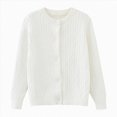 thumbnail image 1 of Splozh Baby Girls Boys Cotton Cardigan Long Sleeve Kid Button Sweater Girl Crew Neck Cardigans Sweater Girls' Sweaters,White,4-5 Years, 1 of 8