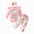 thumbnail image 1 of Splozh Baby Girls' Clothing Baby Girl Clothes Floral Romper Long Sleeve Pants Headband Set Winter Clothing for Newborn Infant Baby Girls,Pink,0-3 Months, 1 of 8