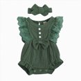 thumbnail image 1 of Splozh Baby Girls Clothing Baby Girls Ruffle Sleeve Rompers, Toddler Baby Girls Round Neck Jumpsuit Romper Newborn Photography Outfits Girl,Green,12-18 Months, 1 of 5