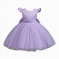thumbnail image 1 of Splozh Baby Girls' Dresses Fashion Girls Adorable Solid Color Pearl Wedding Flower Girl Dress,Purple,5-6 Years, 1 of 7