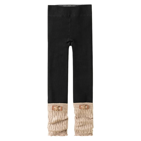 Splozh Baby Girls Leggings Girls Thick Fleece Lined Ruffle Leggings Baby Girls Cotton Knit Tights Comfy Soft Footless Pants Cute Birthday Yoga Black,7-8 Years