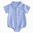 thumbnail image 1 of Splozh Baby Girls Romper, Baby Boys Jumpsuit, Newborn Summer Round Neck Short Sleeve Comfortable Lightly Rompers Infant Romper Girl,Blue,3-6 Months, 1 of 8