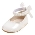 thumbnail image 1 of Splozh Baby Girls Sandals Pearl Flat Baby Shoes for Girls with Soft Sole Dress Shoes for Toddler Girls White,US 4.5, 1 of 6