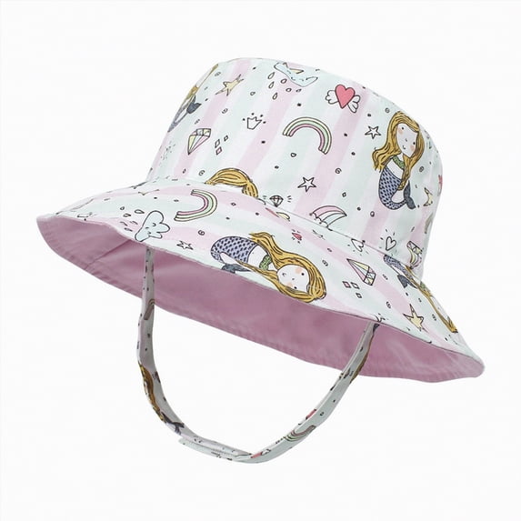 Splozh Baby Hats Baby Sun Hat Toddler Bucket Hats UPF 50+ Kids Summer Sun Protection Beach Hat for Boys Girls Pink,0-6 Months