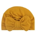 thumbnail image 1 of Splozh Baby Hats for Girls Turban Toddler Baby Boys Girls Cap Beanie Solid Cotton Bowknot Stretchy Turban Hat Yellow,One Size, 1 of 2