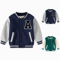 thumbnail image 1 of Splozh Baby Jacket 12 18 24 Months 3T 4T 5T 6T Kids Baseball Jacket Letterman Coat Fall Winter Fleece Vintage Outerwear,Navy,3-4 Years, 1 of 7
