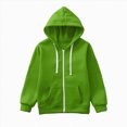 thumbnail image 1 of Splozh Baby Jackets 3-11 Years Sweatshirt Solid Color Zip Jackets Long Sleeve Hoodie Boys Girls Kids Coat Jacket,Green,10-11 Years, 1 of 5