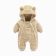 thumbnail image 1 of Splozh Baby Newborn Baby Suit Fleece Footie Romper Snowsuit Hooded Jumpsuit Bodysuit Winter Clothes Boy Girl Baby Boy Romper,Yellow,3-6 Months, 1 of 6