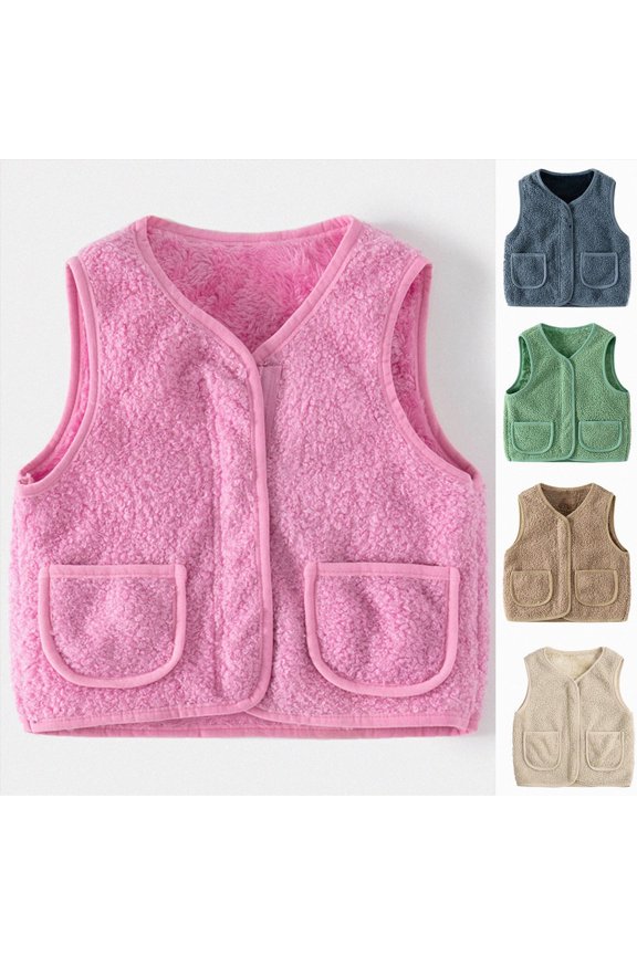 Baby Outerwear Toddler Kids Girls Boys Solid Warm Thick Spring Winter Sleeveless Vest Clothes Coat Zipper Fall Clothes,Coffee,7-8 Years