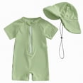thumbnail image 1 of Splozh Baby Rashguard Swimsuit Boy Baby Boy Swimsuit Rash Guard Toddler Zipper Swimwear Beach Sun Protection Infant One Piece Bathing Suit Sunsuit and Hat 2-3 Years,Green, 1 of 8