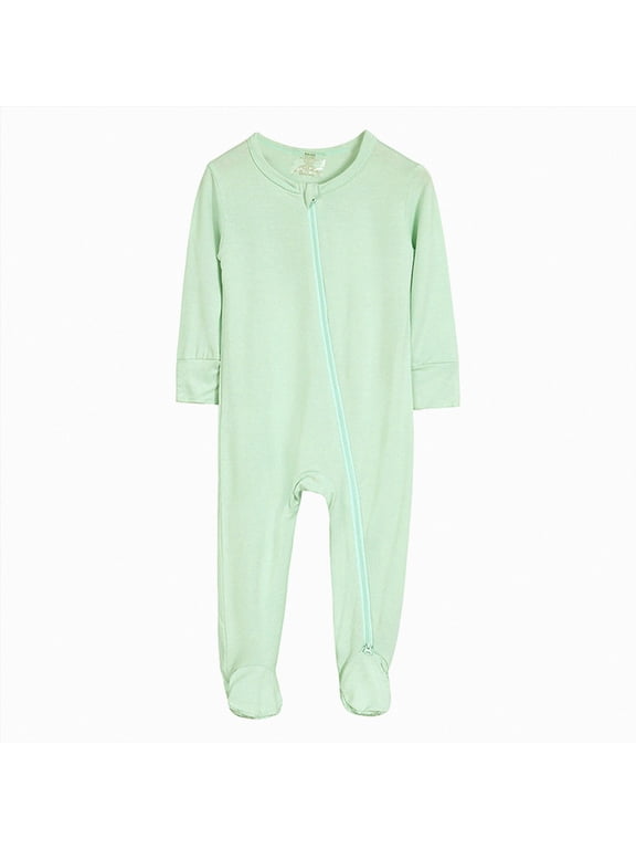 Baby Romper 3 6 12 18 24 Months Newborn Infant Baby Boys Girls Cotton Rompers Footed Pajamas Zipper Long Sleeve Sleeper,Green,3-6 Months