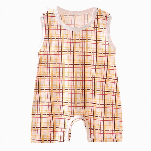 Splozh Baby Rompers Unisex Toddler Baby Boy Outfit Sleeveless Romper Jumpsuit Shorts Summer Clothes 0 3 6 9 12 18 24 Months Baby Rompers Girl,Orange,6-12 Months