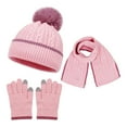 thumbnail image 1 of Splozh Baby Boy Winter Scarf Fall Winter Hat Gloves Scarf Set Girls Boys Hats Gloves Knit Set with Thick Warm Fleece Lined Pink,2-8 Years, 1 of 9