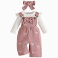 thumbnail image 1 of Splozh Baby Shower Gifts Infant Newborn Baby Girl Clothes Baby Girl Outfits Long Sleeve Snap Romper Pant Sets with Headband,Pink,6-12 Months, 1 of 7