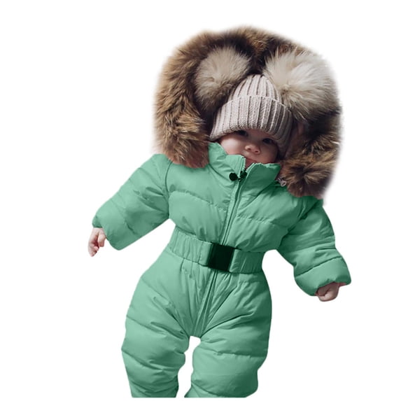 Splozh Baby Snow Outfit Cute, Jumpsuit Warm Baby Jacket Coat Girl Infant Hooded Winter Boy Outerwear Romper Boys Coat Jacket,Green,9-12 Months