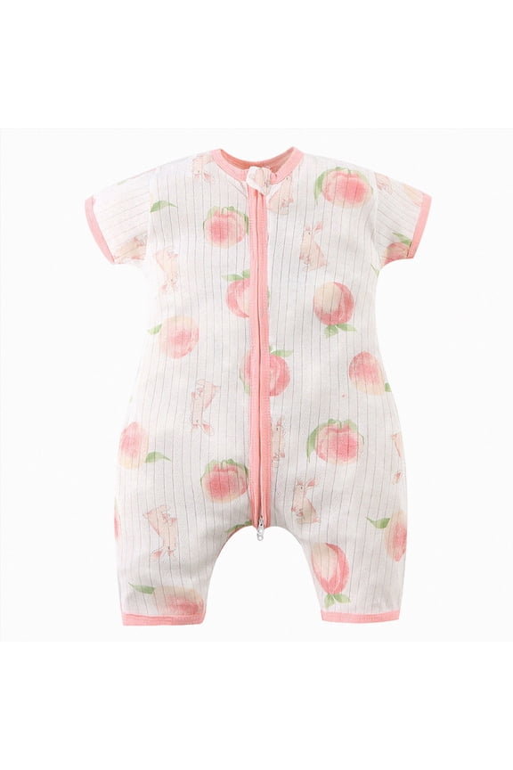 Baby Summer Pajamas 6 9 12 Months 1T 2T 3T 4T Baby Rompers Summer Newborn Solid Color Breathable Cotton with Front Button Closure,Pink,1-2 Years