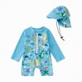 thumbnail image 1 of Splozh Baby Swimsuit Baby Boy Girls Rash Guard Swimsuit Toddler Long Sleeve One Piece Zipper Bathing Suit and Hat Infant Swimming Suit 3-4 Years,Sky Blue, 1 of 7