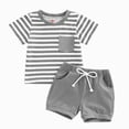 thumbnail image 1 of Splozh Baby Toddler Boy Clothes Summer Outfits 6 12 18 24 Months 2T 3T Short Sleeve T Shirt & Shorts Sets with Pockets Grey,2-3 Years, 1 of 4