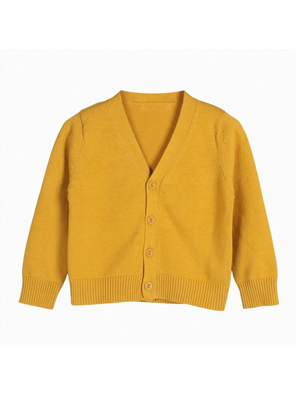Baby Toddler Girl Cardigan Warm Sweater Floral Long Sleeve Coats Knitted Clothes Cute Girl Sweater,Yellow,5-6 Years