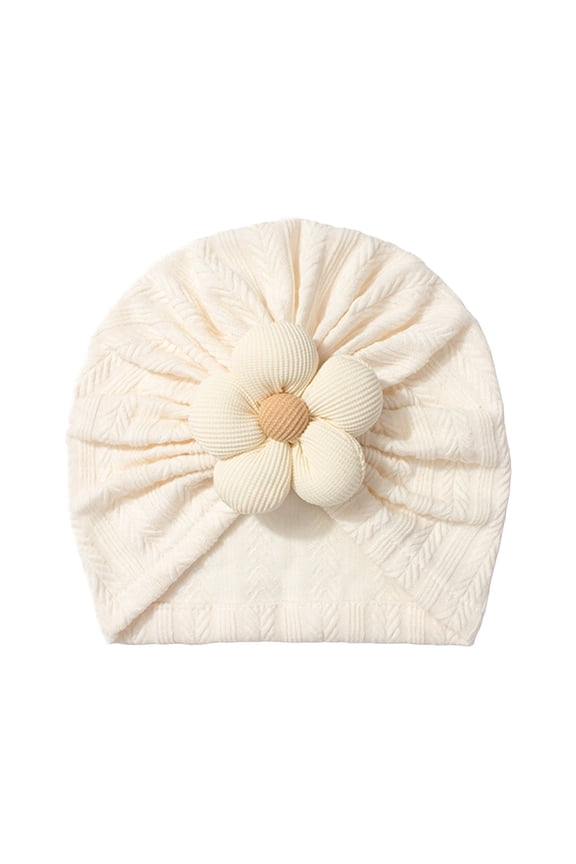 Baby Turban Bow Beanie Baby Girls Turban Hats Cute Bow Caps Cute Headwraps for Toddlers Beige,One Size