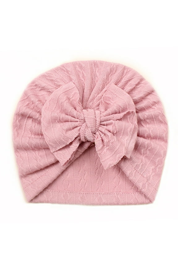 Baby Turban Hat with Bow Headband Toddler Baby Boys Girls Cap Beanie Bowknot Stretchy Turban Hat Pink,One Size