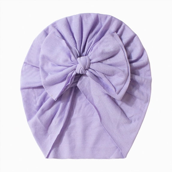 Splozh Baby Turban Hats Cotton Stretchy Soft Knot Headbands with Hair Bows Head Hair Accessories for Newborn Baby Girls Infant,Purple,0-2 Years