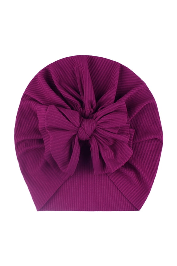 Baby Turban Newborn Toddler Kids Baby Boy Girl Solid Knotted Hat Beanie Bow Headwear Wine,One Size