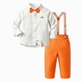 thumbnail image 1 of Splozh Baby Wedding Outfit Fashion, Gentleman Long Sleeves Shirt Suspenders Outfit with Bowtie,Orange,2-3 Years, 1 of 9