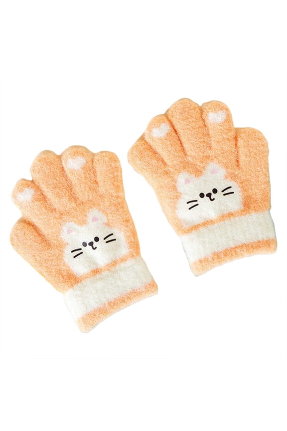 Baby Winter Gloves Kids Winter Gloves for Boys Girls Children Full Fingers Stretchy Warm Mittens Baby Orange,2-4 Years